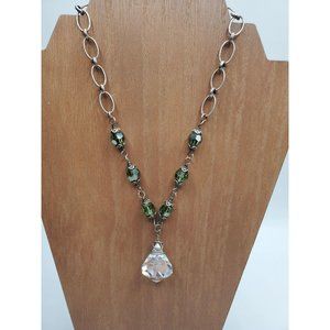 Vintage sterling silver glass pendant necklace